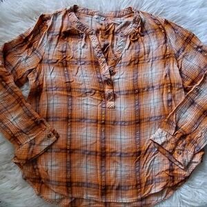 Orange Plaid Popover Top